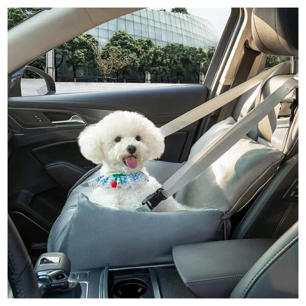 Dog Car Seat with Adjustable Straps and Belt for Small Pets and Cats with Soft Lining