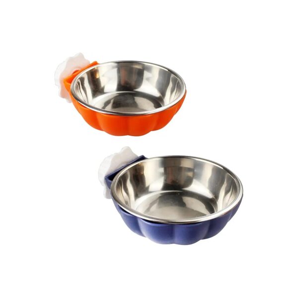 Dog Cat Food Water Feeder Bowl with Stainless Steel Inner Bowl and Plastic Outer Bowl