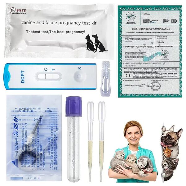 Dog Cat Pregnancy Test Kit Includes 3 Disposable Tests and Accessories