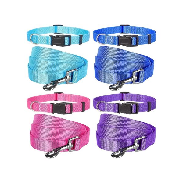 Dog Collar and Leash Set with Adjustable Nylon Material for All Size Pet Dogs