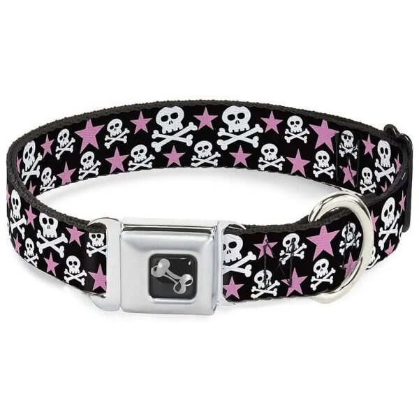 Dog Collar with 11-17 Inch Adjustable Strap and Durable Steel Buckle