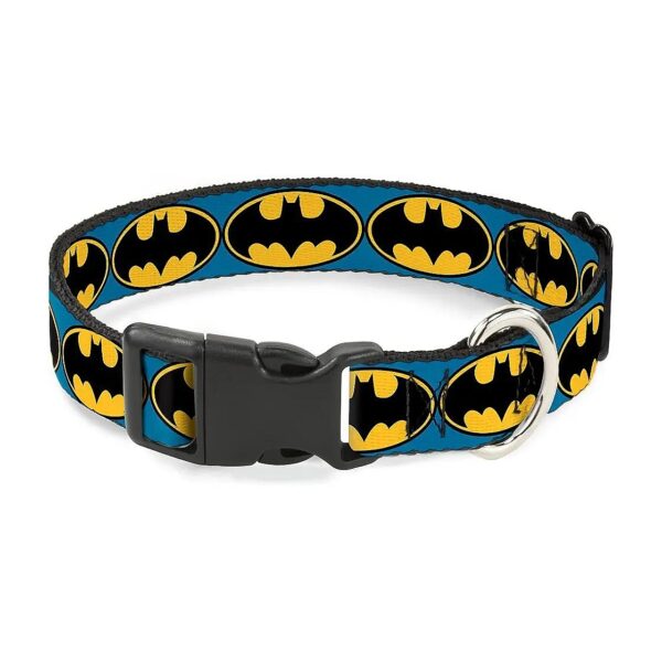 Dog Collar with 5 inch Wide Clip and Bat Signal Design for Medium Breeds