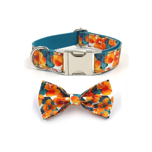 Dog Collar with Adjustable Size, Velvet Bow Tie, and Machine Washable