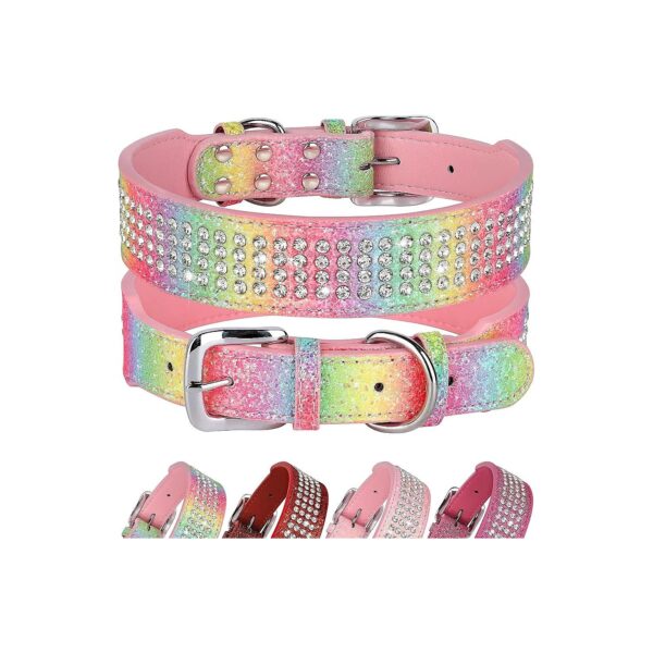 Dog Collar with Rhinestones and Strong Buckle for Large and Extra Large Dogs