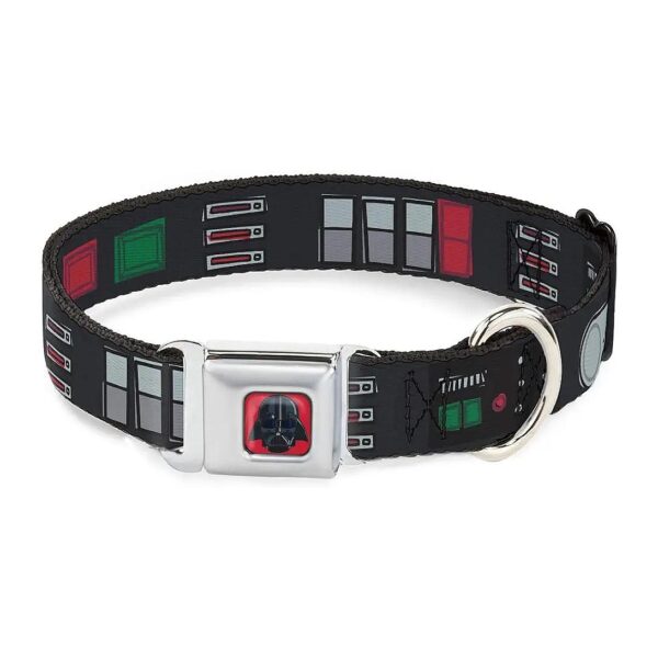 Dog Collar with Seatbelt Buckle and Multi-Color Star Wars Darth Vader Design 16-23 Inches