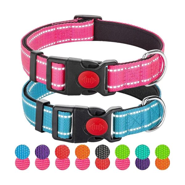 Dog Collars Soft Padded Neoprene Nylon Buckle Reflective Stitching for Large Dogs