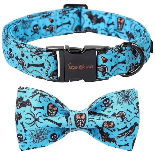 Dog Collars with Blue Bowls for Small, Medium, and Large Dogs, Halloween-Themed and Cozy