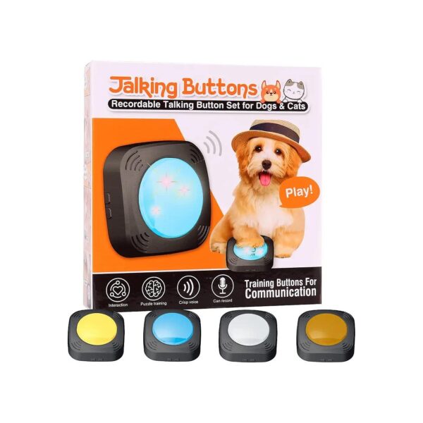 Dog Communication Devices, 4-Piece Recordable Voice Command Buttons for Pet Training