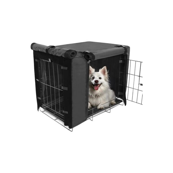 Dog Crate Cover for 36 Inch Crate with Double Door Black Polyester