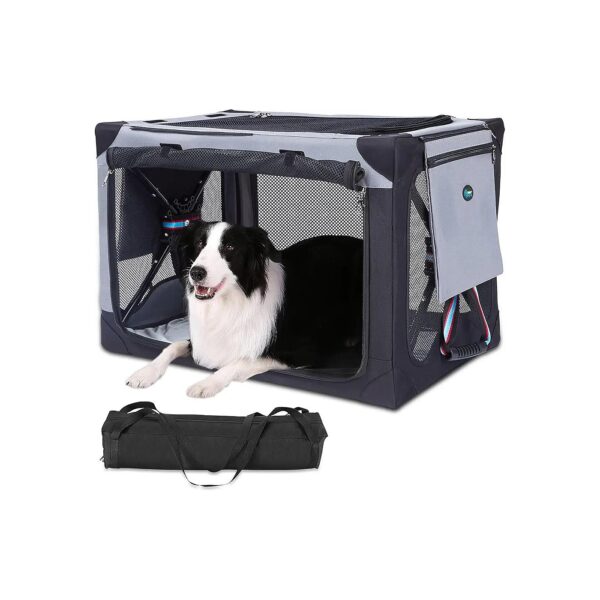 Dog Crate with Detachable Storage Bags and Double-Sided Mat for Comfort