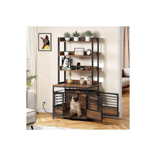 Dog Crate with Storage Shelves and Charging Station for Medium to Large Indoor Pets