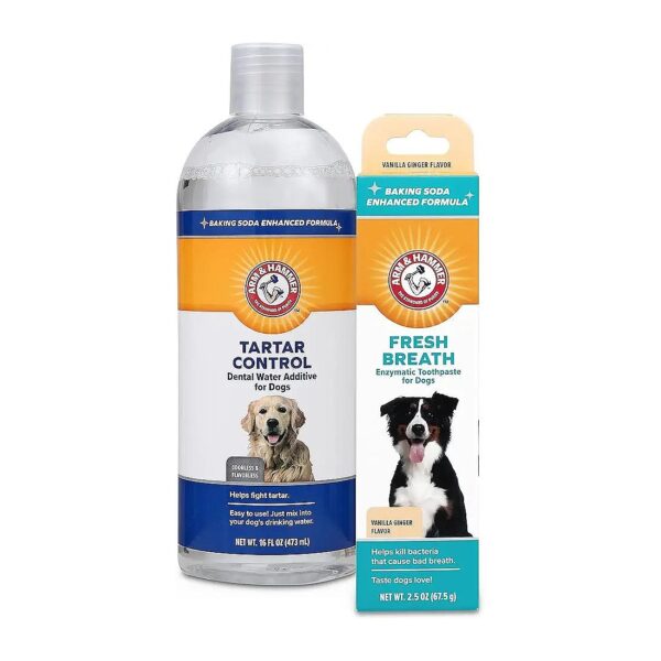 Dog Dental Water Additive and Toothpaste Combo for Healthy Gums