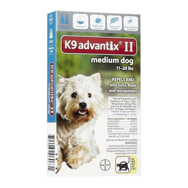 Dog Flea Tick Mosquito Prevention 2 Doses for Medium Breed