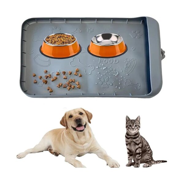 Dog Food Mat 6x24in with Silicone Material for Multiple Pets Easy Cleanup