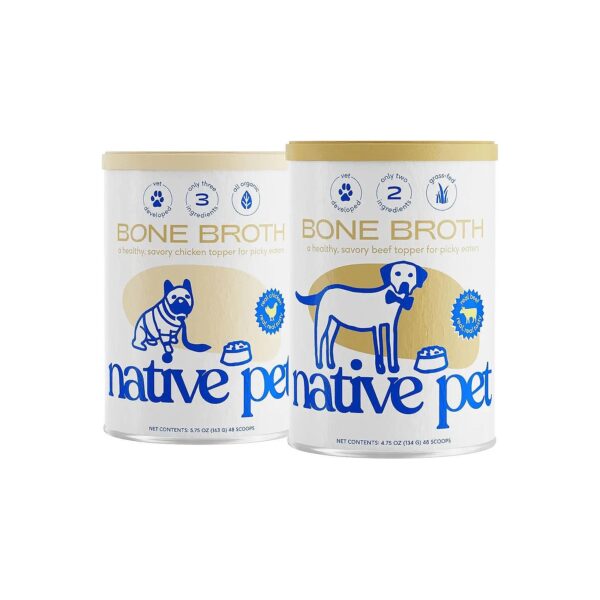 Dog Food Topping or Gravy Option, Chicken and Beef Flavored Dog Bone Broth