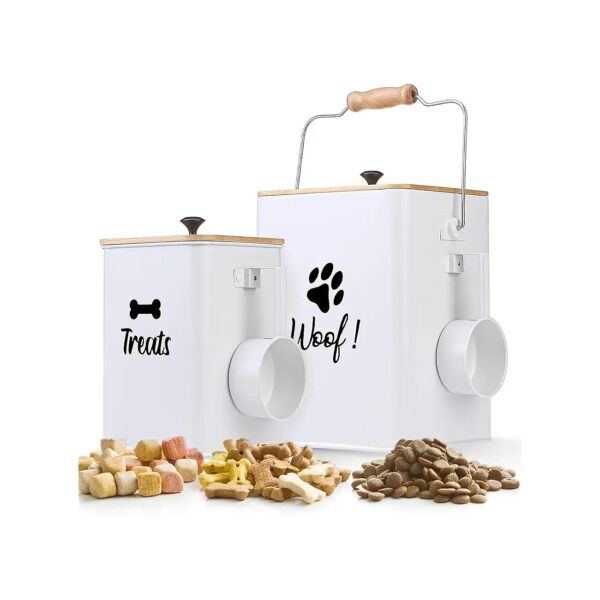 Dog Food and Treat Storage Containers with Wooden Lids and Food Safe Material