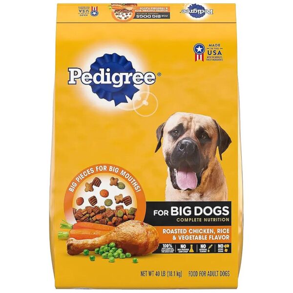 Dog Food with Chicken, Rice, and Vegetable Flavor for Large Breed Adult Dogs, 40 lb Bag