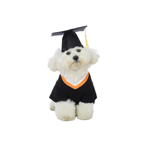 Dog Graduation Costume Shirt with Hat for Halloween and Holiday Pet Apparel