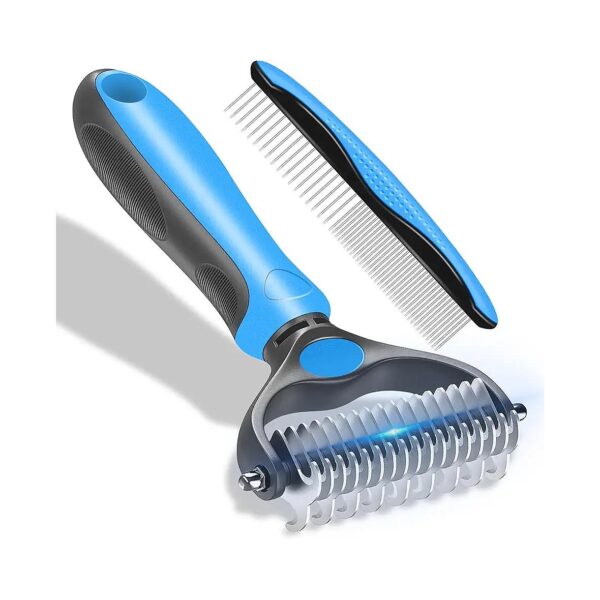 Dog Grooming Brush 2-in-1 Tool for Thick Coats and Fine Hair