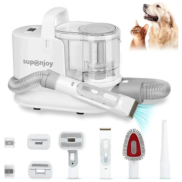 Dog Grooming Kit with Vacuum and 6-in-1 Tools for All Hair Types - Grey