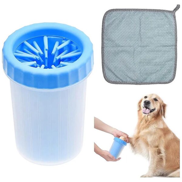 Dog Grooming Tool with Paw Cleaner and Microfiber Cloth for Pet Hygiene and Health