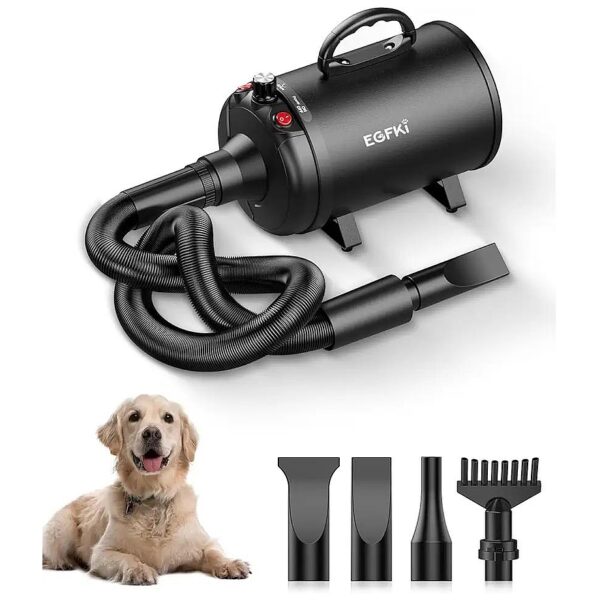 Dog Hair Dryer with 2HP Motor and 4 Adjustable Nozzles for Efficient Pet Grooming