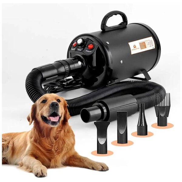 Dog Hair Dryer with Adjustable Temperature and High Velocity Air Flow for Pet Grooming