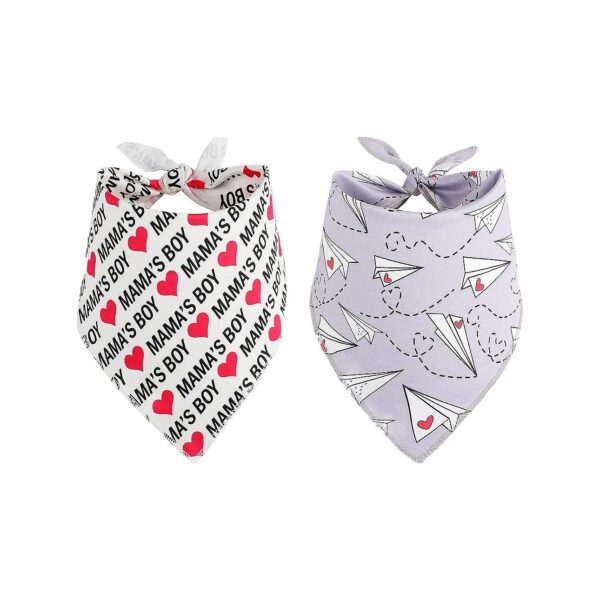 Dog Holiday Accessories, 2-Pack Valentine's Day Bandanas for Medium and Large Breed Dogs