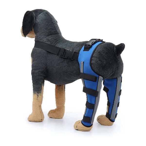 Dog Knee Brace with Metal Hinged Support and Reflective Belts Blue XS