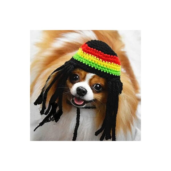 Dog Knitted Hat with Dreadlocks for Halloween and Christmas Parties