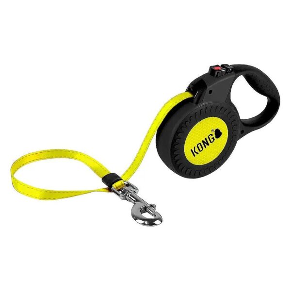 Dog Leash Retractable 16ft Long Reflective Black Medium