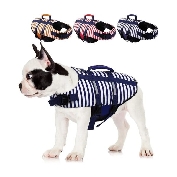 Dog Life Jacket with Reflective Trim for Safe Swimming and Boating with Adjustable Straps