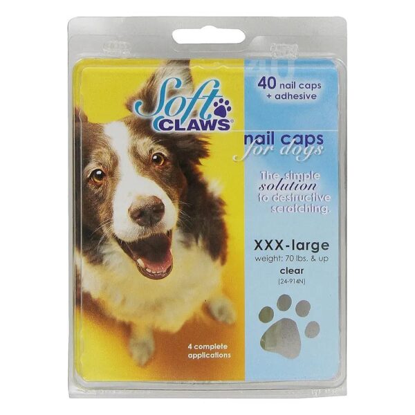 Dog Nail Cap Kit for Large Breeds 40 Jumbo Caps and Adhesive