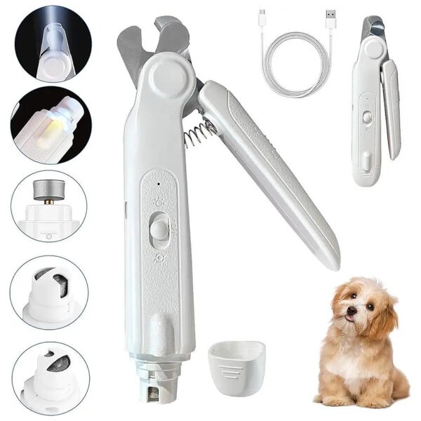 Dog Nail Clippers and Grinder 2 in 1 with LED Lights for Accurate Nail Trimming