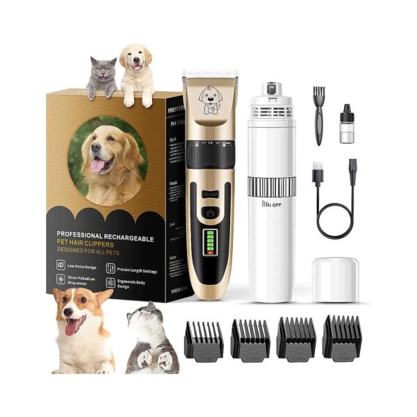 Dog Nail Grinder and Clipper Kit for Home Use with Advanced Noise Reduction Technology