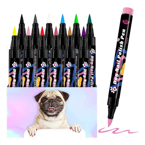 Dog Nail Polish Pens Quick Dry for Dark Nails with 12 Matte Colors Set