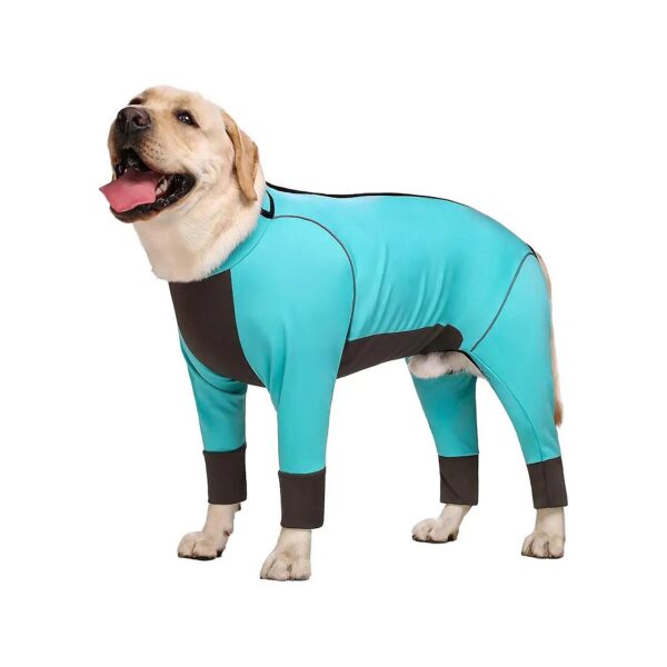 Dog Pajamas for Girl and Boy, Waterproof Blue Onesie for Large Breed Dogs, Full Belly