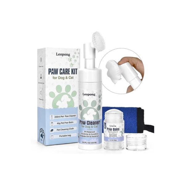 Dog Paw Care Kit Includes Waterless Cleaner and Balm for Healthy and Clean Paws