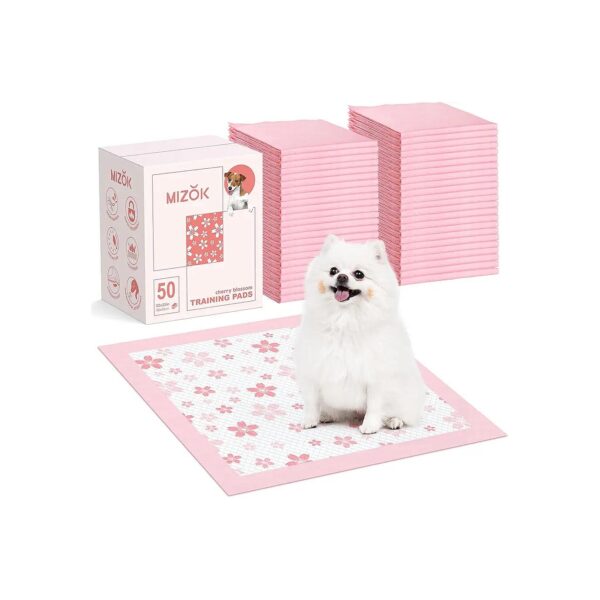 Dog Pee Pads for Small Dogs with Cherry Blossom Pattern and 6-Layer Leak-Proof Design