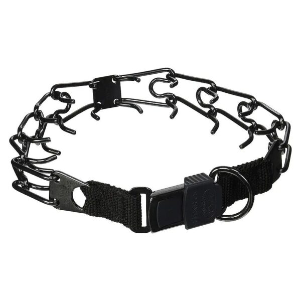 Dog Pinch Collar Made from 1/8-Inch Thick Black Stainless Steel with Click Lock Buckle