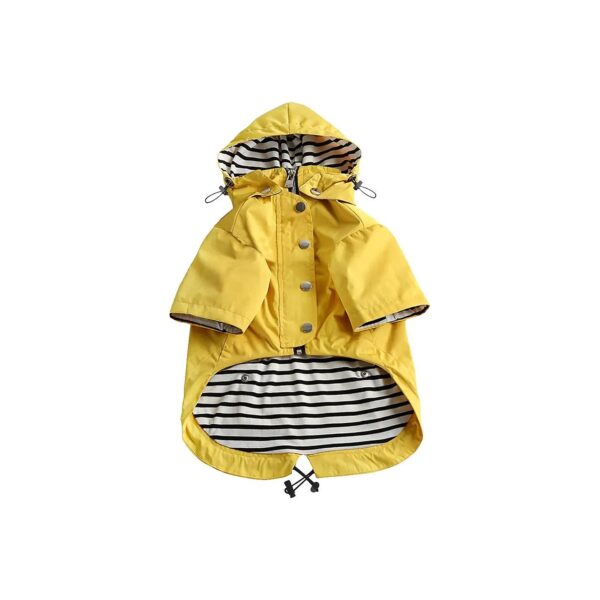 Dog Raincoat with Reflective Buttons and Adjustable Drawstring for Small to Medium Puppy