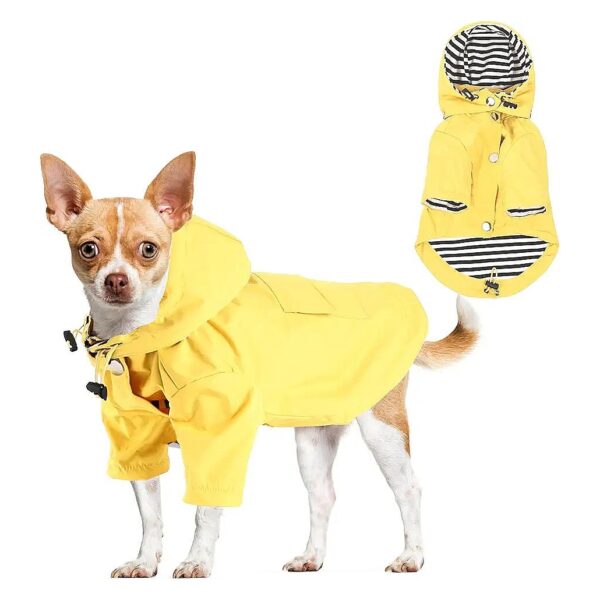 Dog Raincoat with Water-Resistant Material and Adjustable Hood for Small Medium Breeds