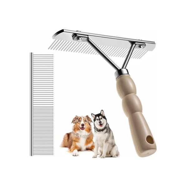 Dog Rake Comb for Removing Undercoat and Shedding Hair with Stainless Steel