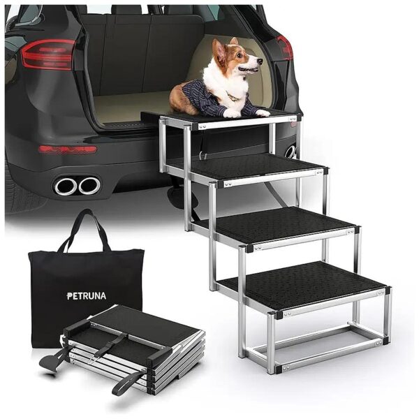 Dog Ramp for Cars SUVs Trucks High Beds Large Dogs 4 Steps Support