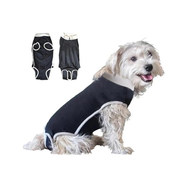 Dog Recovery Suit for Medium to Large Breed Dogs with Soft, Comfortable Fabric Black XL