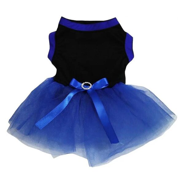 Dog Royal Blue Tutu Dress Medium Size with Stretchy Cotton Shirt and Adjustable Neck