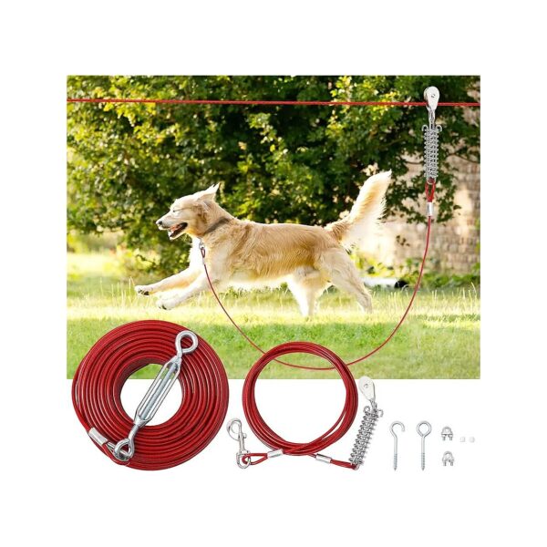 Dog Running System with Pulley Dog Tie Out Cable for Yard Park and Outdoor