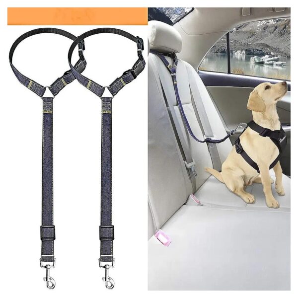 Dog Safety Car Seat Belt for Cars and SUVs with Nylon Denim Material