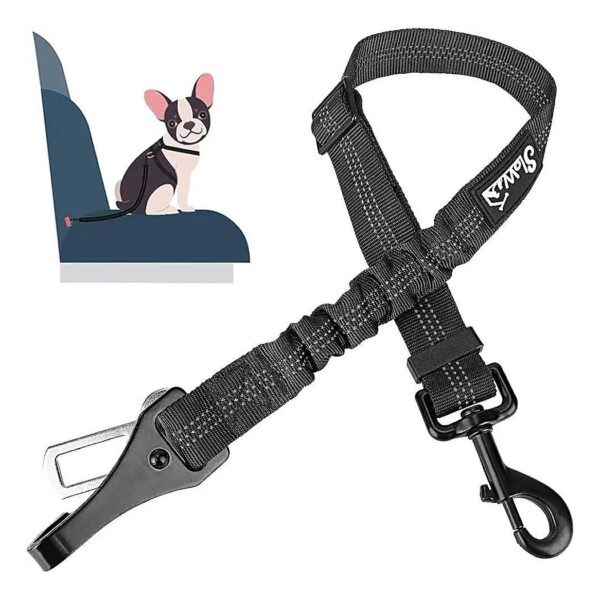 Dog Safety Car Seatbelt with Reflective Nylon Belt and Elastic Buffer for Maximum Comfort