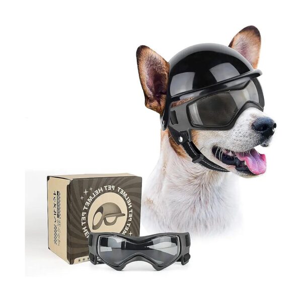 Dog Safety Gear for Small to Medium Dogs with Poly-Carbonate Goggles and Helmet